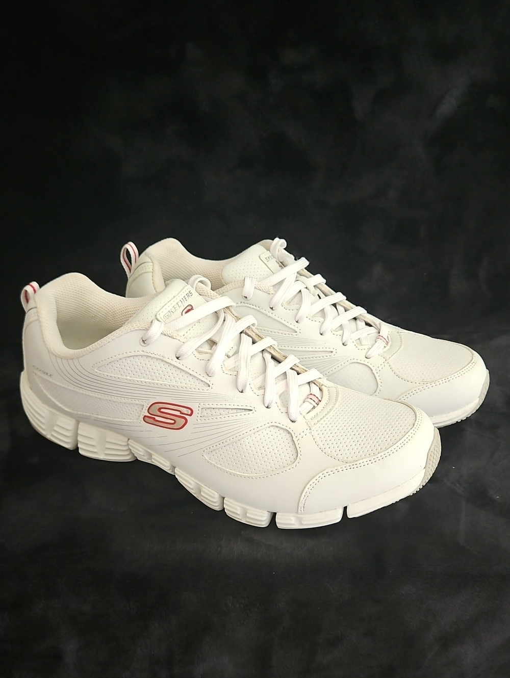 Skechers Women's White Athletic Sneakers with Pink-Red Accent